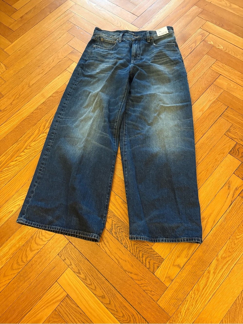 New with Tags ! J. Crew Women's Wide-Leg Dark Blue Denim Jeans